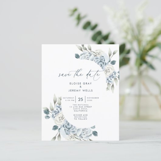 Dusty Blue Save the Date (Staand voorkant)