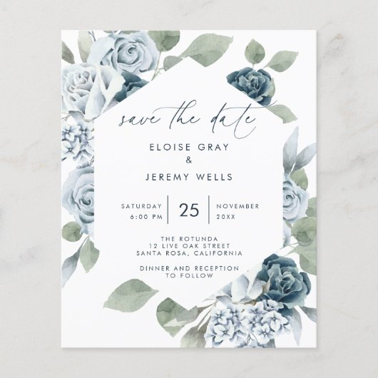 Dusty Blue Save the Date (Voorkant)