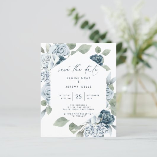 Dusty Blue Save the Date (Staand voorkant)