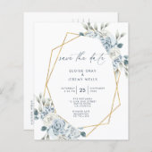 Dusty Blue Save the Date (Voorkant / Achterkant)