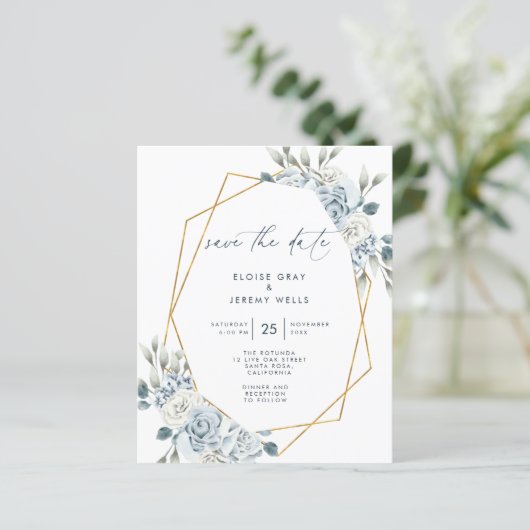 Dusty Blue Save the Date (Staand voorkant)