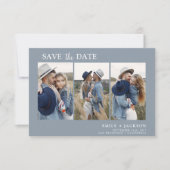 Dusty Blue Save the Date 3 Foto Eenvoudig (Voorkant)