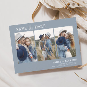Dusty Blue Save the Date 3 Foto Eenvoudig