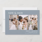 Dusty Blue Save the Date 4 Foto Eenvoudig (Voorkant)