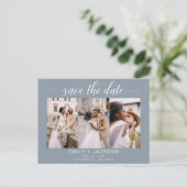 Dusty Blue Save the Date 4 foto modern Briefkaart (Staand voorkant)