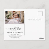 Dusty Blue Save the Date 4 foto modern Briefkaart (Achterkant)