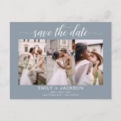 Dusty Blue Save the Date 4 foto modern Briefkaart (Voorkant)