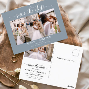Dusty Blue Save the Date 4 foto modern Briefkaart