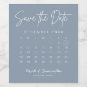 Dusty Blue Save the Date Calendar Minimalist Wijn Etiket (Enkel label)