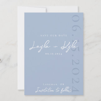 Dusty Blue Save the Date Invitation Kaart
