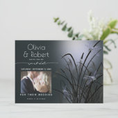 Dusty Blue Save the Date Moonlight Dragonfly Kaart (Staand voorkant)