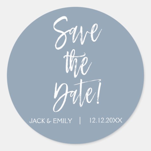 Dusty Blue Save the Date Sticker (Voorkant)