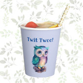 Dusty Blue Schattige Owl Forest Woodland Animal Papieren Bekers