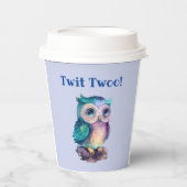 Dusty Blue Schattige Owl Forest Woodland Animal Papieren Bekers (Voorkant)