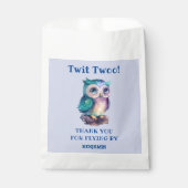 Dusty Blue Schattige Uil Verjaardag Bedankt Bedankzakje (Voorkant)