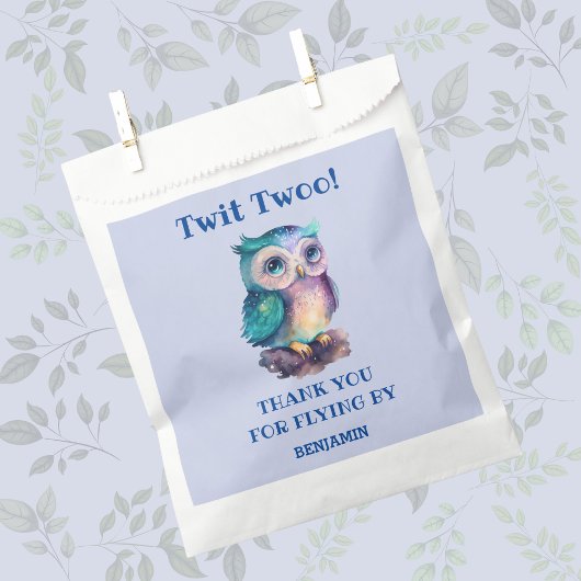 Dusty Blue Schattige Uil Verjaardag Bedankt Bedankzakje