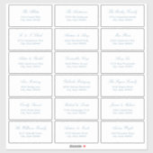 Dusty Blue Script 18 Gast Adresetiketten Sticker (Vel)