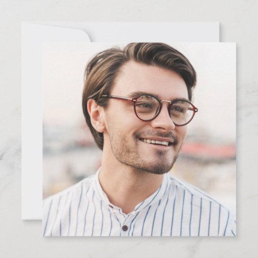 Dusty Blue Script Afstuderen 4 foto-Afstuderen Aankondiging (Achterkant)