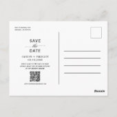 Dusty Blue Script Arch Photo QR Code Save the Date Briefkaart (Achterkant)