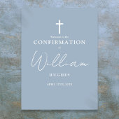 Dusty Blue Script Bevestiging Welkomstbord Poster