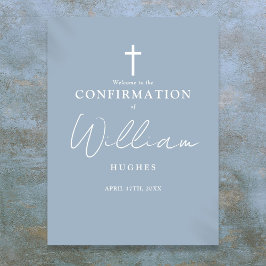 Dusty Blue Script Bevestiging Welkomstbord Poster