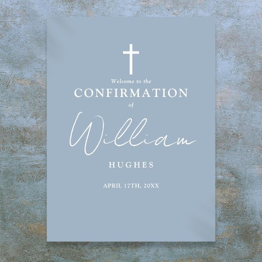 Dusty Blue Script Bevestiging Welkomstbord Poster