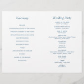 Dusty Blue Script Bi-Fold huwelijksprogramma (Achterkant)