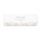 Dusty Blue Script Boho Wildflowers Wedding Etiket (Voorkant)