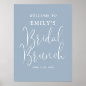 Dusty Blue Script Bruids Brunch Welkomstbord Poster (Voorkant)