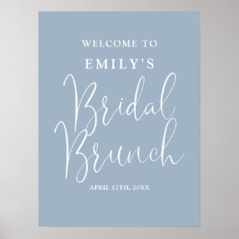 Dusty Blue Script Bruids Brunch Welkomstbord Poster