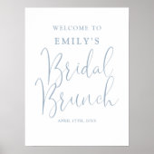 Dusty Blue Script Bruids Brunch Welkomstbord Poster (Voorkant)
