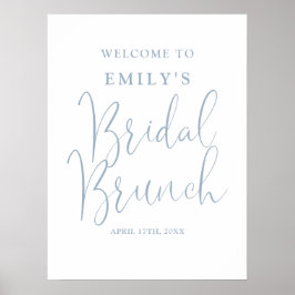 Dusty Blue Script Bruids Brunch Welkomstbord Poster