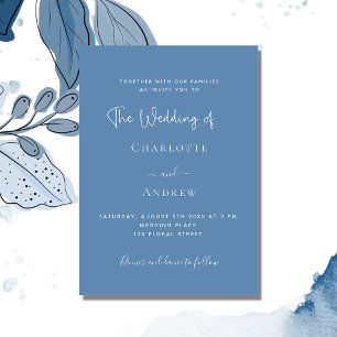 Dusty blue script bruiloft kaart