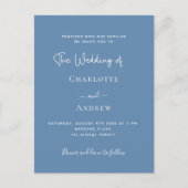 Dusty blue script bruiloft uitnodiging briefkaart (Voorkant)