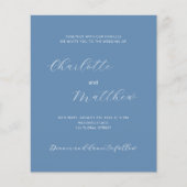 Dusty blue script budget huwelijksuitnodiging (Voorkant)