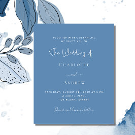 Dusty blue script budget huwelijksuitnodiging flyer