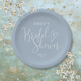 Dusty Blue Script Calligraphy Vrijgezellenfeest Papieren Bordje