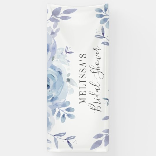 Dusty Blue Script Floral Lila Vrijgezellenfeest Spandoek (Verticaal)