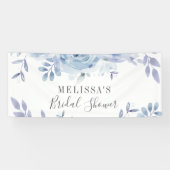 Dusty Blue Script Floral Lila Vrijgezellenfeest Spandoek (Horizontaal)