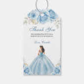 Dusty Blue Script Floral Princess Quinceañera Cadeaulabel (Voorkant)