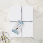 Dusty Blue Script Floral Princess Quinceañera Cadeaulabel (Met Touw)