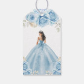 Dusty Blue Script Floral Princess Quinceañera Cadeaulabel (Achterkant)