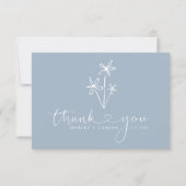 Dusty Blue Script Heart Boho Wedding Bedankkaart (Voorkant)