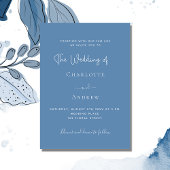 Dusty Blue script luxe bruiloft Kaart