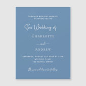 Dusty Blue script luxe bruiloft Magnetische Uitnodiging (Voorkant)