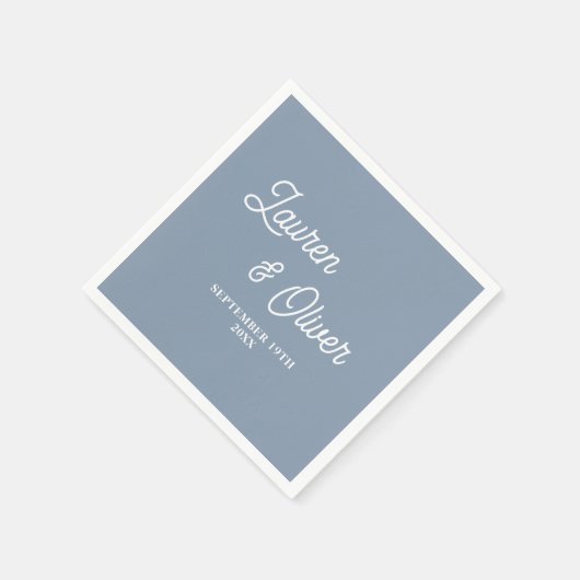 Dusty Blue Script minimalistische bruiloft Servet (Hoek)