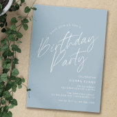 Dusty Blue Script | Modern Eenvoudig Elke Leeftijd Kaart