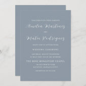 Dusty Blue Script Modern Wedding Kaart (Voorkant / Achterkant)