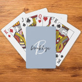 Dusty Blue Script-monogram Pokerkaarten
