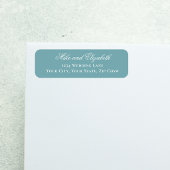 Dusty Blue Script Names Wedding Address Etiket